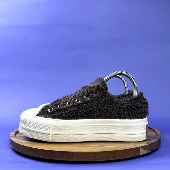 Converse Black Fuzzy Platform Sneakers - Picture 1 of 8